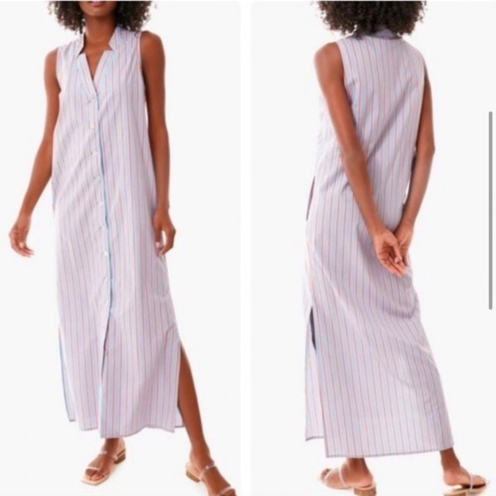 Pomander Place Blue and Red Striped Dress size small - Picture 2 of 6